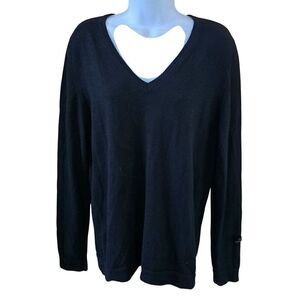 Black wool V-Neck Sweater Long Sleeve Pullover cottagecore whimsygoth boho warm